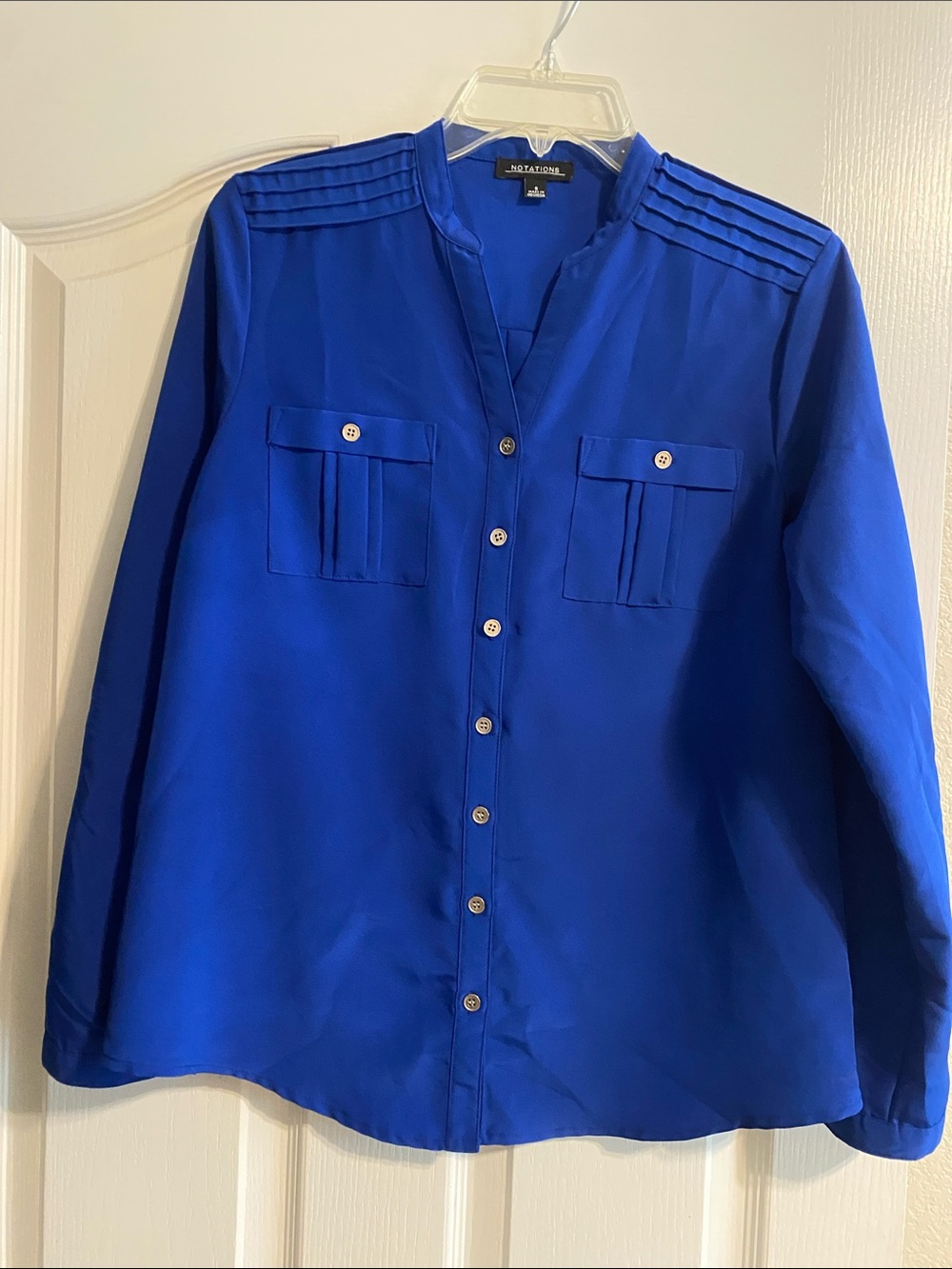 Notations cobalt women’s size Small  blue long-sleeve button-down shirt